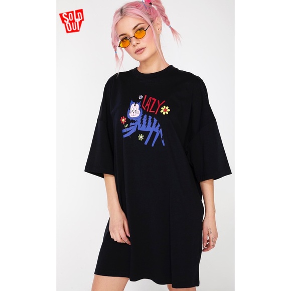 🆕LAZY OAF 👀|| Lazy Cat T-Shirt Dress - Picture 10 of 15